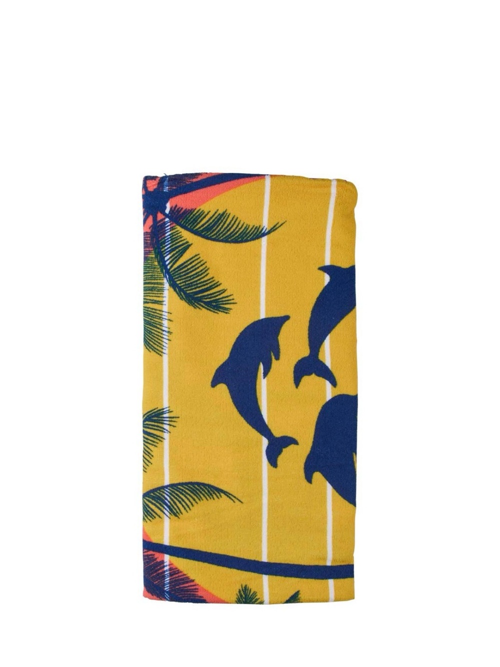 Yellow Beach Towel with Navy Dolphin Print